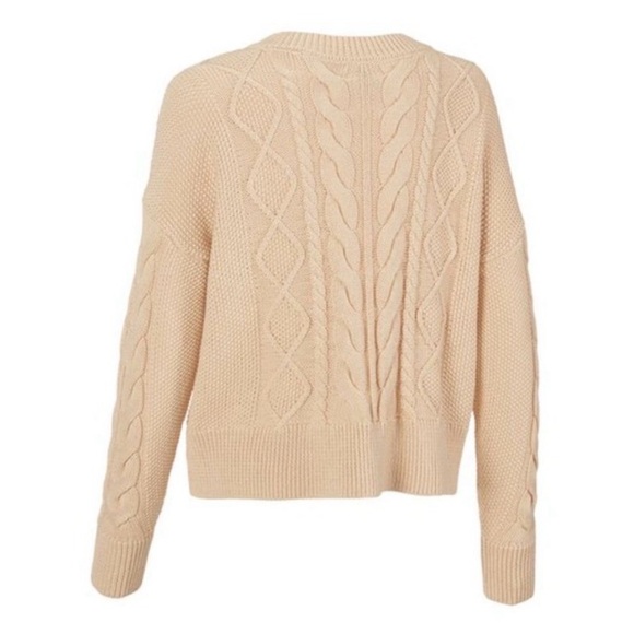 Cabi 5636 cropped cable pullover in cream EUC L - Picture 11 of 11